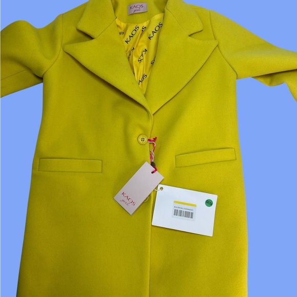 Kaos Girls Chartreuse Single-Button Coat - Picture 5 of 6